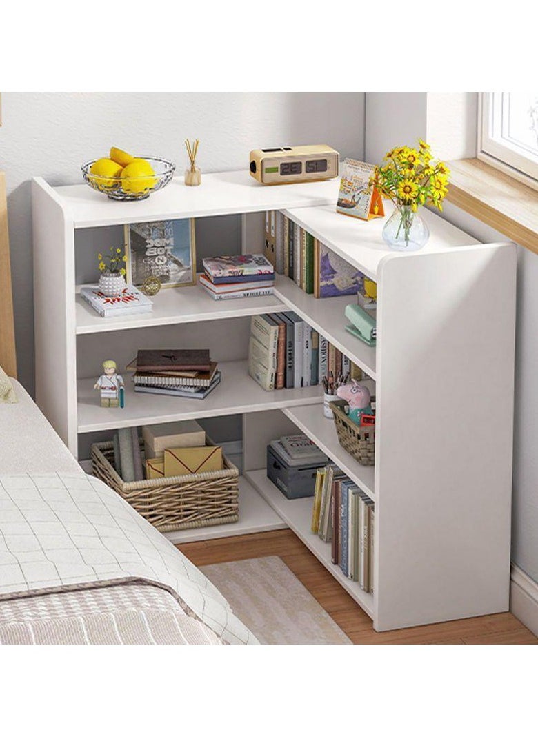 CityRiya-Long White Bookcase, Retractable Bookshelf, Storage Cabinet Extendable Length 60-110cm, Office Supplies Storage Cabinet, Kitchen Sideboard Cabinet Cupboard, Home Kitchen Office Display Storage Rack  - Image 3