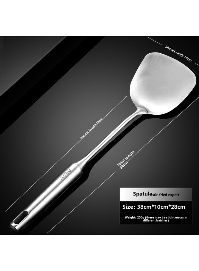 304 Long Handle Stainless Steel Pizza Shovel Household Kitchen Steak Shovel Pancake Fried Egg Leak Shovel Flat Pan Product-Color:304 German Technology  Total Length Of 38.3cm - Image 1