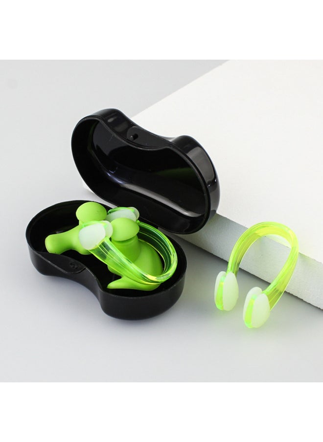 Generic - Swimming Earplugs Professional Ear Anti-water Silicone Earplugs Anti-noise Sleep Sound Insulation Earplugs Swimming Nose Clip Set-Color:Green Nose Clip Ear Plug Set (high-grade Box - Image 1