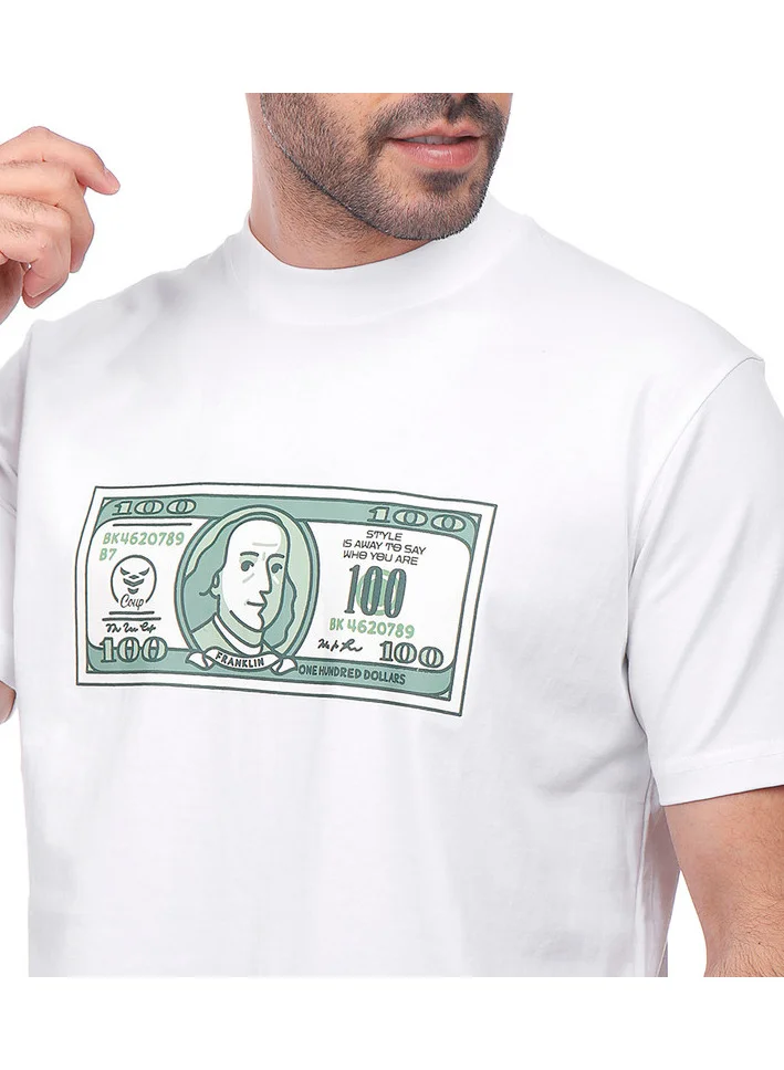 كوب تيشيرت بطباعة الدولار بأكمام قصيرة