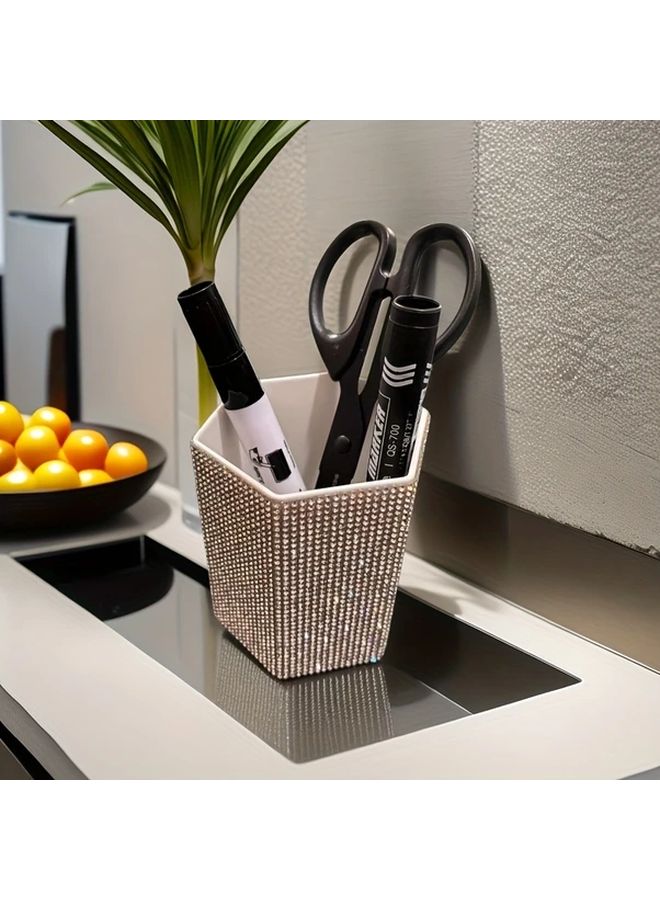 Black White Rhinestone Hexagonal Storage Box Portable Desktop Organizer - Image 4