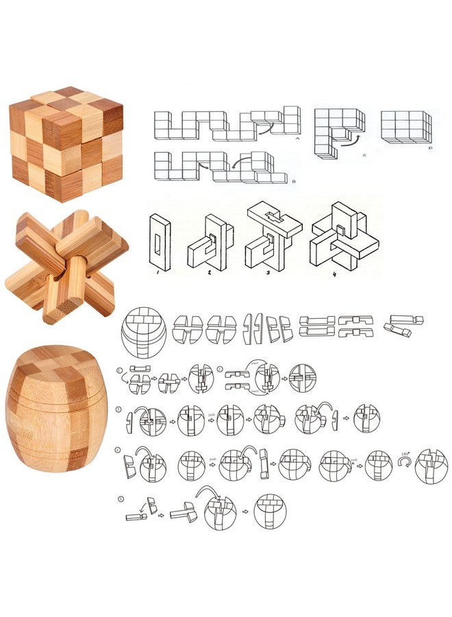 12pcs Wooden Brain Teaser Puzzles, IQ Challenge Puzzle Games, Logic Smart Mind Puzzle Box Lock Toy Removing Assembling 3D Small Puzzle Gift Set for Adults Teenagers Kids, 1.8inch 4.5cm - Image 4