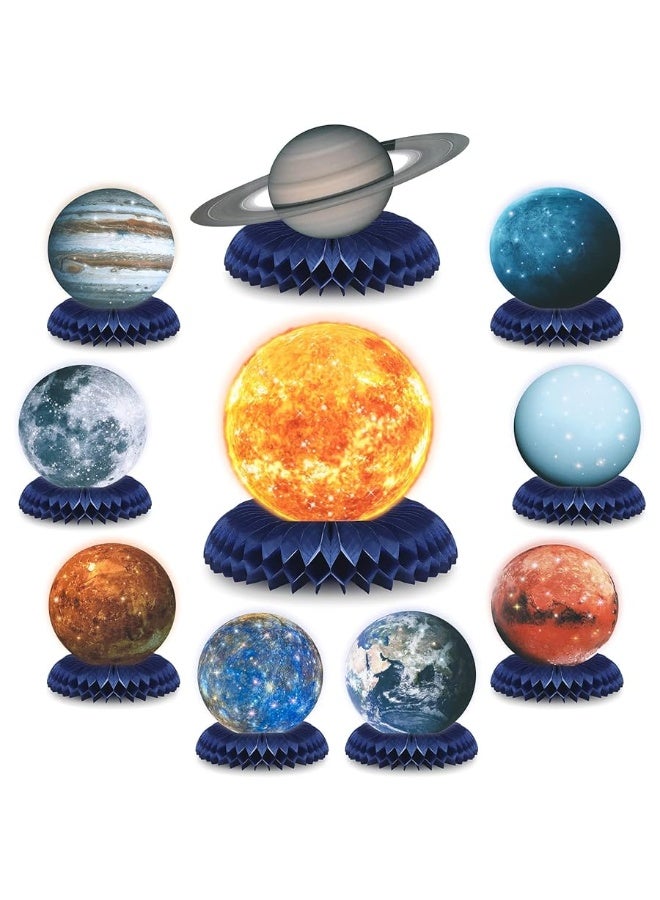 Eersida 10 Pieces Space Solar System Theme Honeycomb Centerpieces Table Topper Outer Space Party Supplies Planet Honeycomb Galaxy Photo Booth Props for Kids Birthday Party Decorations Baby Shower Supplies - Image 2