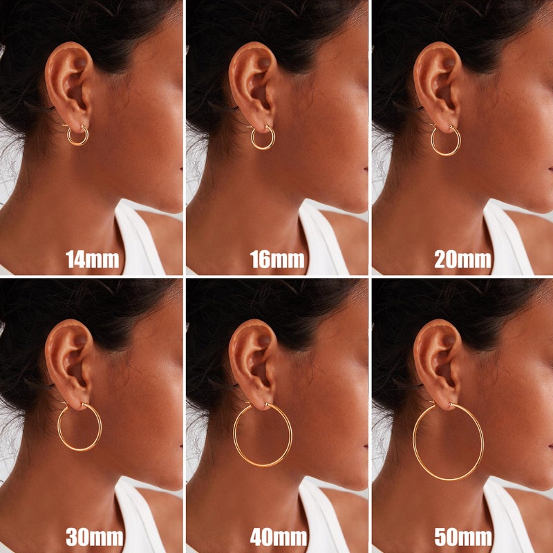Gacimy 14K Rose Gold Plated Hoop Earrings for Women, 14K Rose Gold Plated Hoops with 925 Sterling Silvertone Post, Pink 40mm Medium Earrings for Women - Image 5