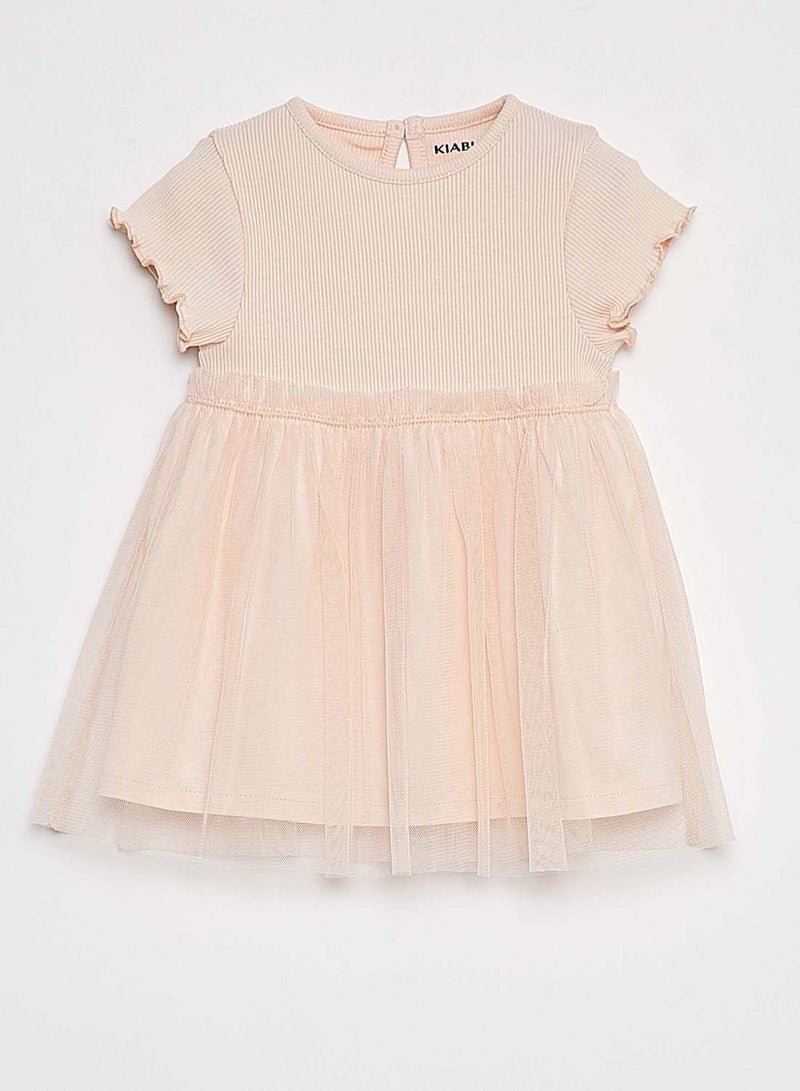 Kids Unisex Short-sleeved dress with tulle hem