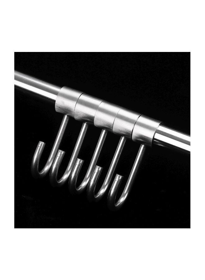 NIBEMINENT Wall Mounted Hanging Rod And Hook Silver 41x5x5.2centimeter  - Image 2