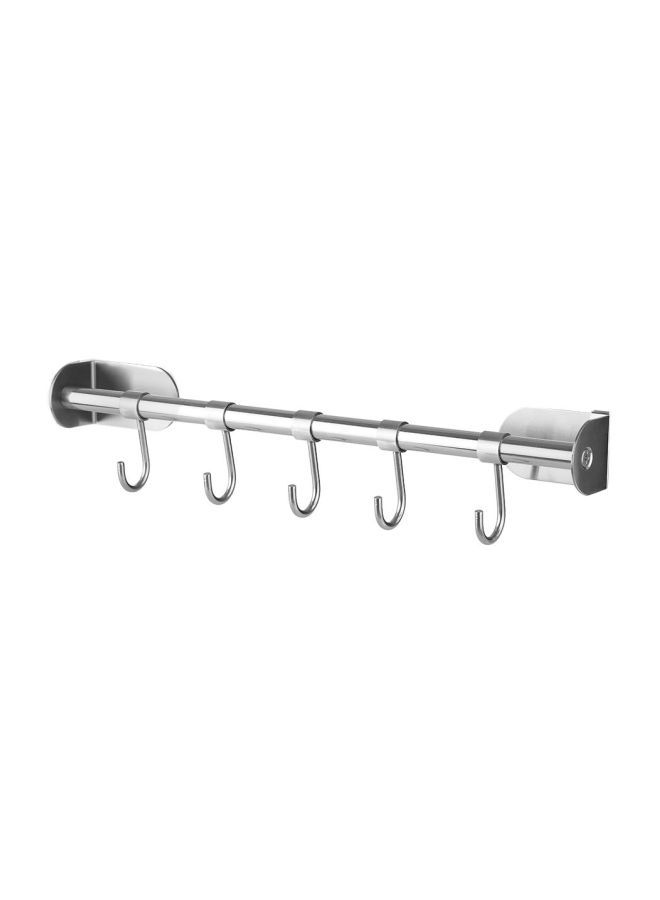 NIBEMINENT Wall Mounted Hanging Rod And Hook Silver 41x5x5.2centimeter  - Image 1