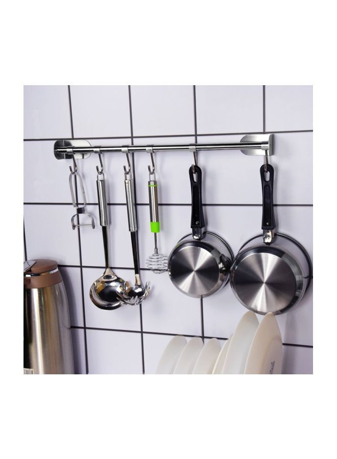 NIBEMINENT Wall Mounted Hanging Rod And Hook Silver 41x5x5.2centimeter  - Image 3