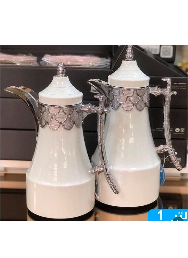 البيت الذهبي - طقم ترامس قطعتين للشاي والقهوة من جولدن هوم ابيض/فضي 1 لتر - Image 1