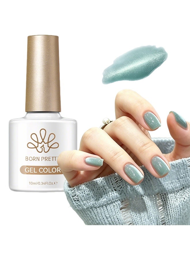 Born Pretty Color Nail Gel, Lake Blue Glass Cat Eye Gel Nail Polish, Light Green Shimmer Magnetic UV/LED Soak-Off Nail Gel, Salon-Quality Long-Lasting Manicure Varnish 10ml - Image 1