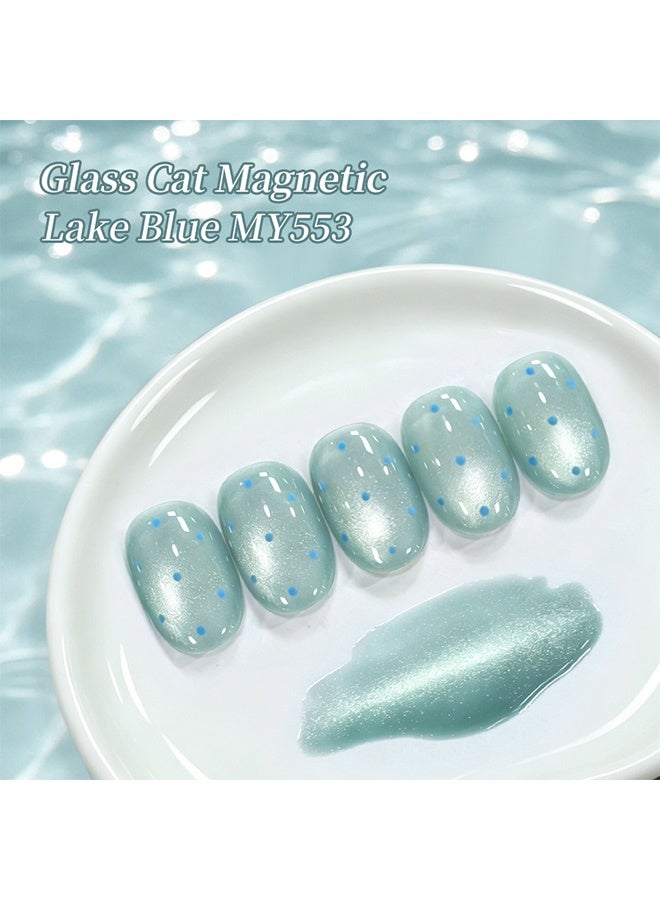 Born Pretty Color Nail Gel, Lake Blue Glass Cat Eye Gel Nail Polish, Light Green Shimmer Magnetic UV/LED Soak-Off Nail Gel, Salon-Quality Long-Lasting Manicure Varnish 10ml - Image 2