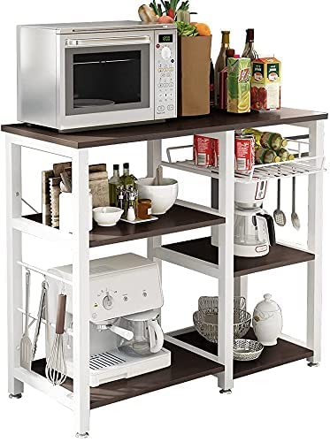 INDIAN DECOR INDIAN DECOR XL6700 Utility Pantry Shelves Durable 3Tier Kitchen Bakers Rack Utility Microwave Oven Stand Storage Cart Workstation Shelf White  - Image 1
