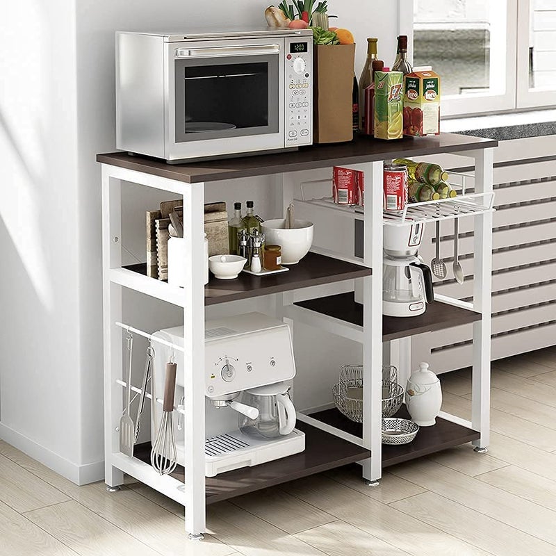 INDIAN DECOR INDIAN DECOR XL6700 Utility Pantry Shelves Durable 3Tier Kitchen Bakers Rack Utility Microwave Oven Stand Storage Cart Workstation Shelf White  - Image 2