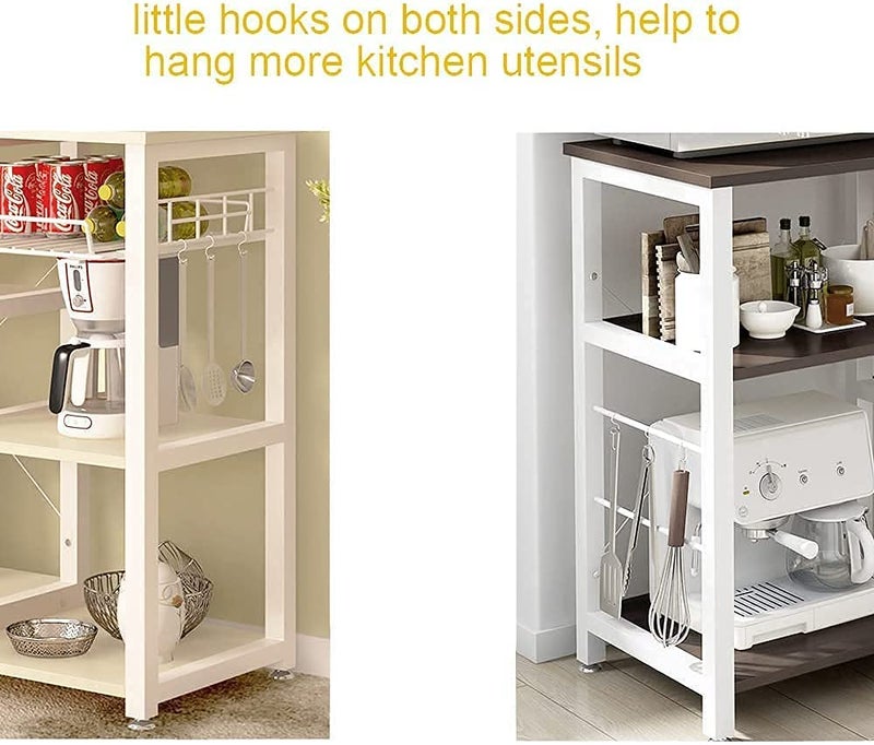 INDIAN DECOR INDIAN DECOR XL6700 Utility Pantry Shelves Durable 3Tier Kitchen Bakers Rack Utility Microwave Oven Stand Storage Cart Workstation Shelf White  - Image 4