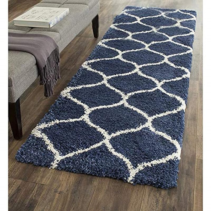 FIASCO Shaggy Floor Carpets for Living Room, Elegant Bed Side Runner, Modern Carpets for Bedroom, Drawing Room, Kids Room, Soft Sofa Carpets for Living Room Size 1.5X4 Feet Blue - Image 1