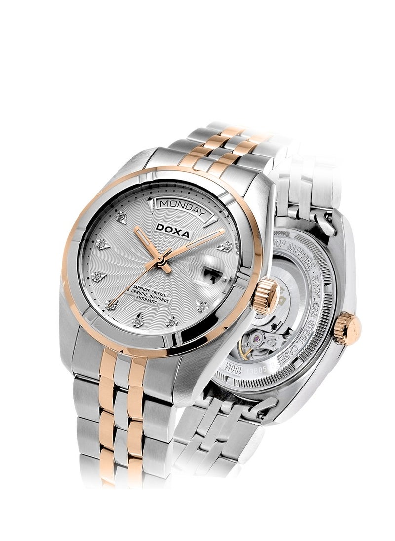 DOXA Doxa D173RWH Men's Gold Strap Diamond Hour Markers Automatic Dual Calendar Diving Watch  - Image 1