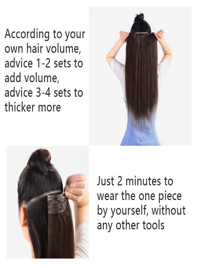 Winsky Hair Extensions Real Human Hair - One Piece Brown Balayage Remy Hair Extensions Clip on 70gram for Women (14inch, #4T27P4) - Image 4