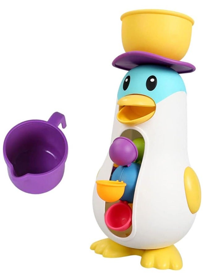 Hihonor ألعاب استحمام الأطفال، ألعاب البطريق مع عجلة ماء دوارة، ألعاب حوض الاستحمام للأطفال، ألعاب ماء حوض الاستحمام للأطفال، لعبة شلال الماء للأطفال، الأولاد، البنات من 1-4 سنوات - Image 1