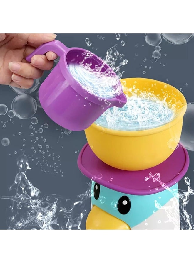 Hihonor ألعاب استحمام الأطفال، ألعاب البطريق مع عجلة ماء دوارة، ألعاب حوض الاستحمام للأطفال، ألعاب ماء حوض الاستحمام للأطفال، لعبة شلال الماء للأطفال، الأولاد، البنات من 1-4 سنوات - Image 3