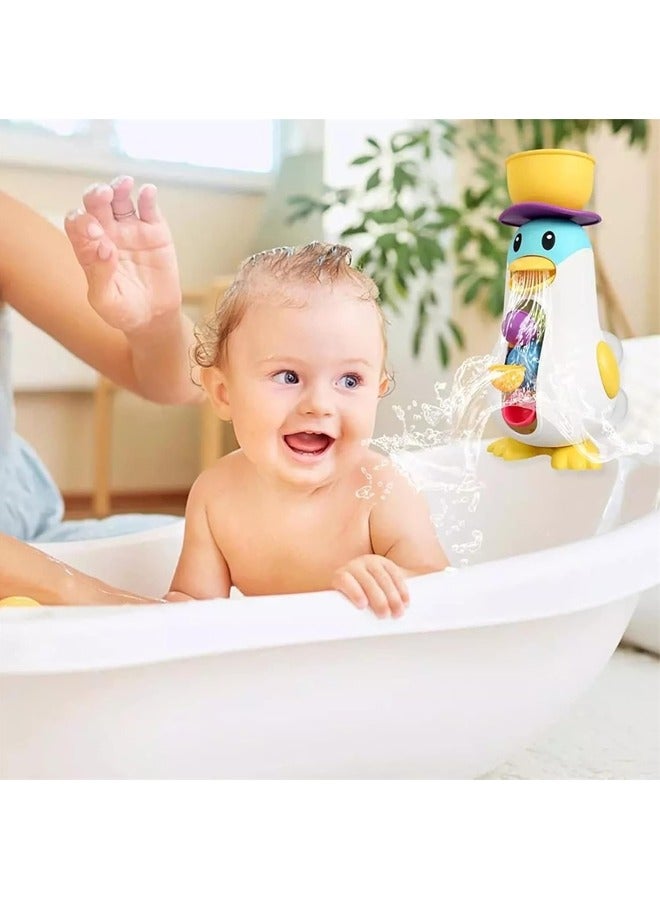 Hihonor ألعاب استحمام الأطفال، ألعاب البطريق مع عجلة ماء دوارة، ألعاب حوض الاستحمام للأطفال، ألعاب ماء حوض الاستحمام للأطفال، لعبة شلال الماء للأطفال، الأولاد، البنات من 1-4 سنوات - Image 5