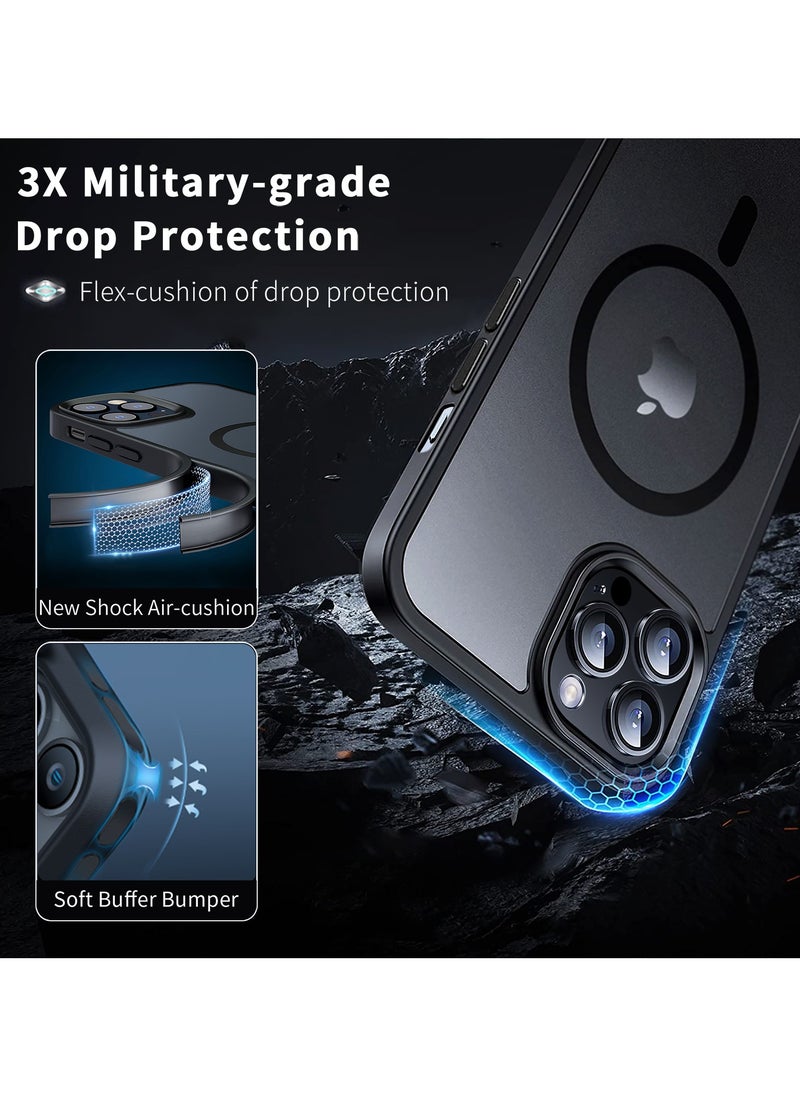 INFOSUN - INFOSUN iPhone 13 Pro Case Cover Compatible with MagSafe Magnetic Designed Shockproof Case Translucent Matte Protective Cover Back Hard Cases with Magnet for iPhone 13 Pro Case Black - Image 1