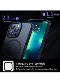 INFOSUN INFOSUN iPhone 13 Pro Case Cover Compatible with MagSafe Magnetic Designed Shockproof Case Translucent Matte Protective Cover Back Hard Cases with Magnet for iPhone 13 Pro Case Black  - Image 5
