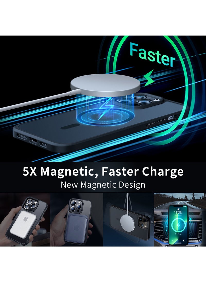 INFOSUN - INFOSUN iPhone 13 Pro Case Cover Compatible with MagSafe Magnetic Designed Shockproof Case Translucent Matte Protective Cover Back Hard Cases with Magnet for iPhone 13 Pro Case Black - Image 1