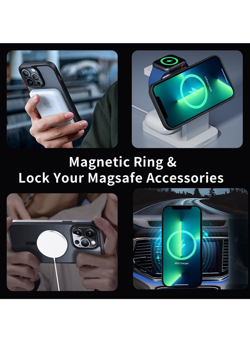 INFOSUN - INFOSUN iPhone 13 Pro Case Cover Compatible with MagSafe Magnetic Designed Shockproof Case Translucent Matte Protective Cover Back Hard Cases with Magnet for iPhone 13 Pro Case Black - Image 1