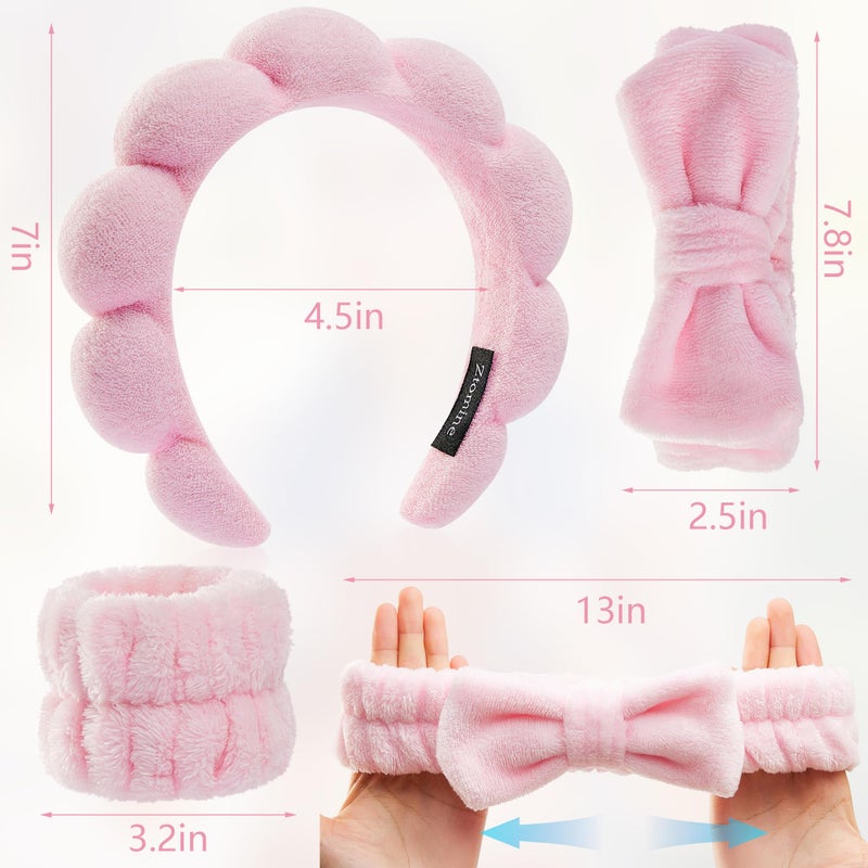 Ztomine Headbands for Women - Spa Headband and Wristband Set - Headband for Washing Face,Facial Mask,Makeup and Skin Care,Gifts for Women and Teen Girl Gifts Trendy Stuff - Image 2