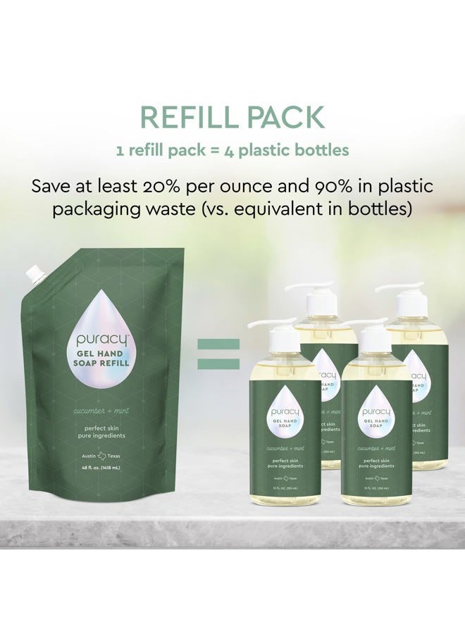 puracy Organic Hand Soap, For the Professional Hand Washers We've All Become, Moisturizing Natural Gel Hand Wash Soap, Liquid Hand Soap Refills for Soft Skin (12 fl.oz, Cucumber & Mint) 2-Pack - Image 4