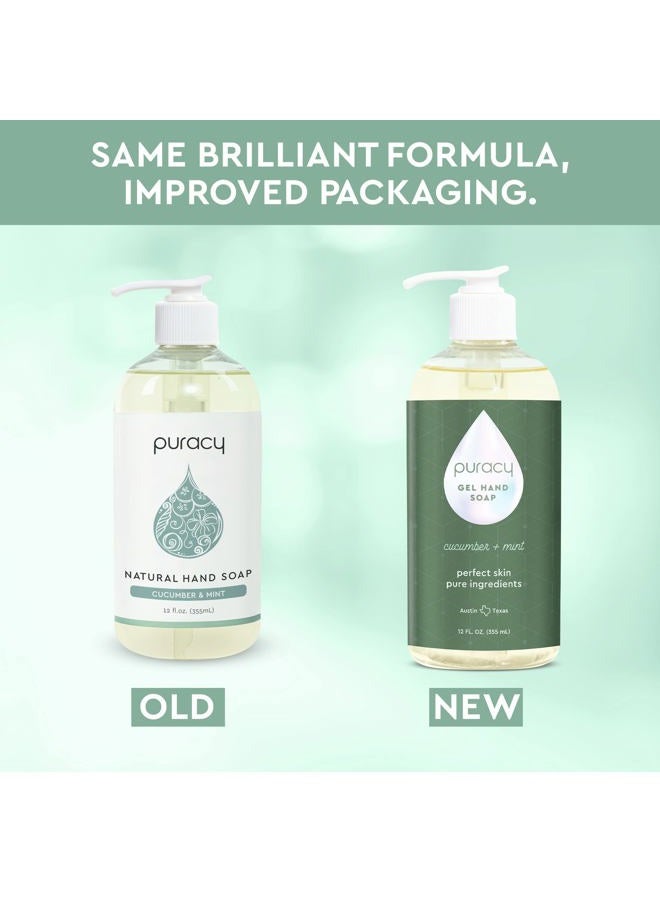 puracy Organic Hand Soap, For the Professional Hand Washers We've All Become, Moisturizing Natural Gel Hand Wash Soap, Liquid Hand Soap Refills for Soft Skin (12 fl.oz, Cucumber & Mint) 2-Pack - Image 2