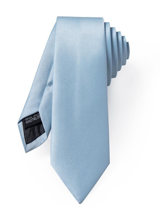 YourTies Skinny Tie and Pocket Square Tie Clip Sets for Men Satin Slim Neckties with Gift Box, Sky Blue, One size - Image 4