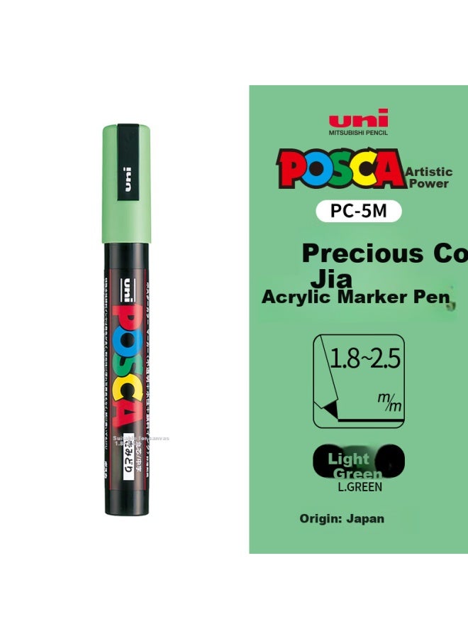 يوني Mitsubishi Posca Series Marker Pen قلم ترميز ملون للبوسترات الإعلانية قلم رسم مكتبي قلم رسم يدوي للجداريات Pc-5m أخضر فاتح قلم فردي - Image 2