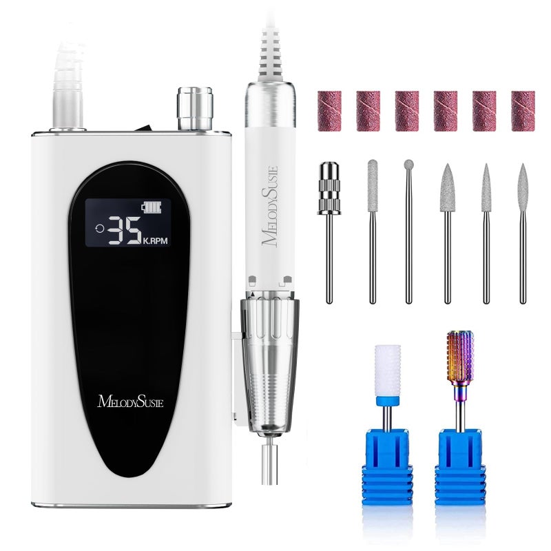 MelodySusie Professional Clip-On Cordless High-Efficiency Nail Drill, MM400C 35000RPM Rechargeable Electric File with Lightweight Handpiece for All Manicure Shaping, Gel Removal & Salon Use - Image 1