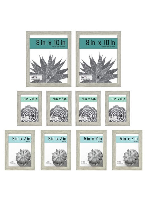 MCS Gallery Essential Picture Frames, Photo Gallery Wall Frame Set with 4 x 6 Inch, 5 x 7 Inch, and 8 x 10 Inch Frames, Gray Woodgrain, 10 Piece