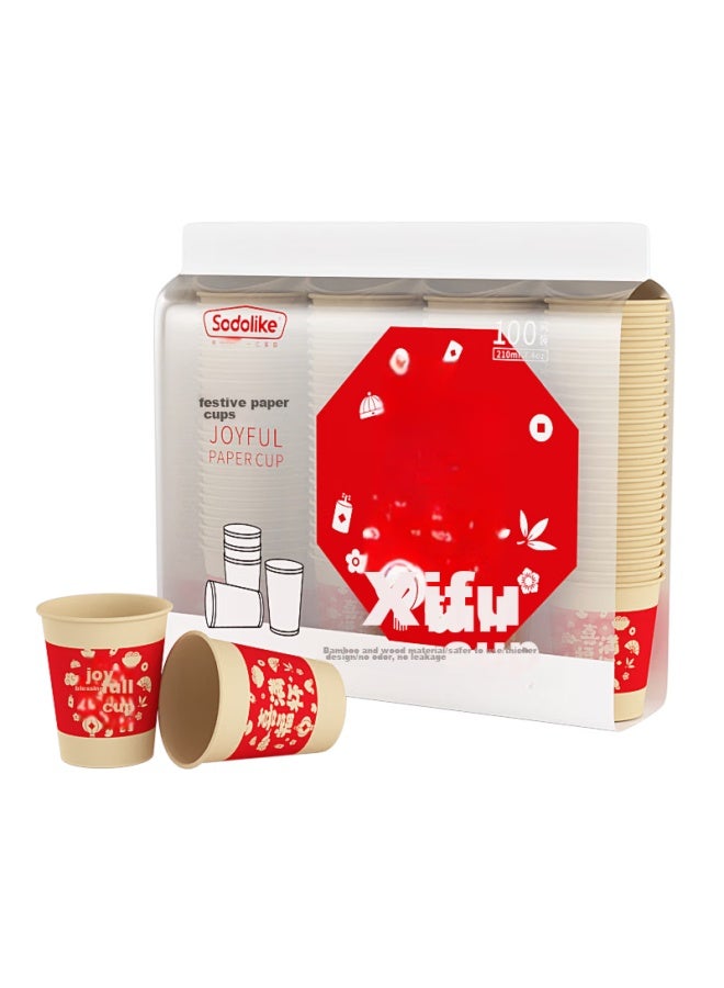 Sodolike Festive Disposable Cups, 210ml, 100 Pieces, Thickened Natural Paper Cups For Weddings, Celebrations, Festivals, And Banquets - Image 4