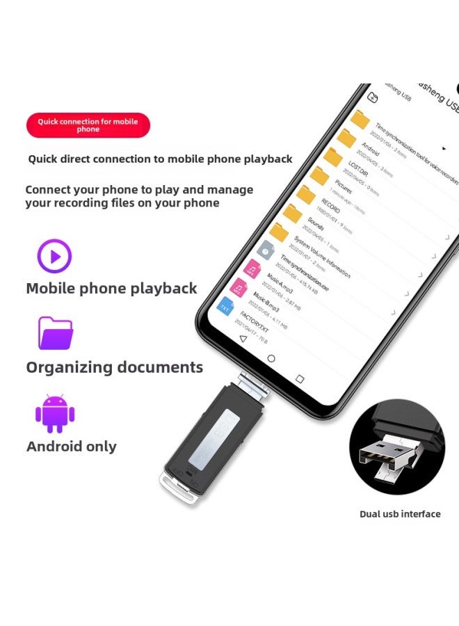 قلم تسجيل USB بحجم التشغيل، قلم تسجيل USB، تسجيل بمفتاح واحد، إيقاف التشغيل، حفظ قلم تسجيل USB مدمج - اللون: أسود، سعة الفم المزدوج: 32 جيجابايت - Image 4