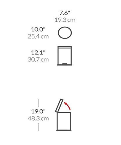 simplehuman 4.5 Liter / 1.2 Gallon Round Bathroom Step Trash Can, Brushed Stainless Steel - Image 3