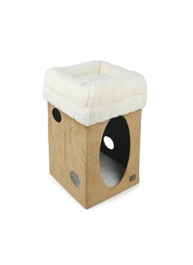 all for paws Lambswool 2 in 1 Cat Castle - Tan 