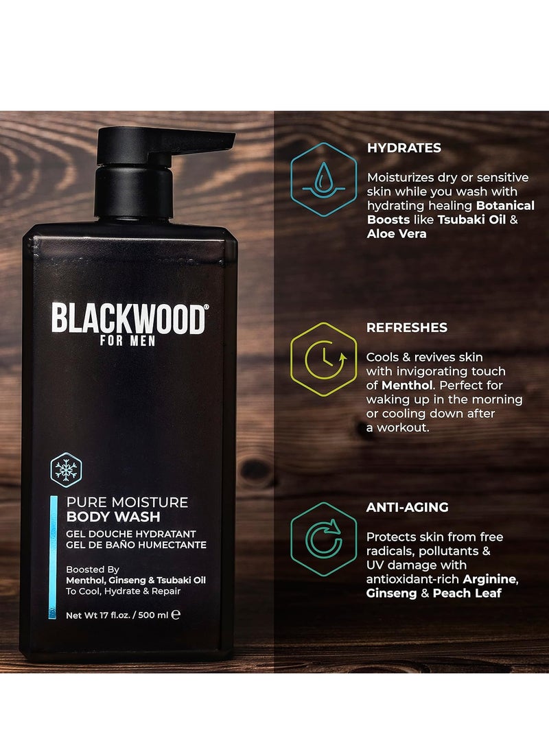 Blackwood For Men Blackwood For Men Pure Moisture Body Wash - Infused with Ginseng & Menthol - Natural Cleanser for Dry or Sensitive Skin - Ideal for Workout Recovery - Sulfate Free, Dye Free & Vegan (17 oz)  - Image 2