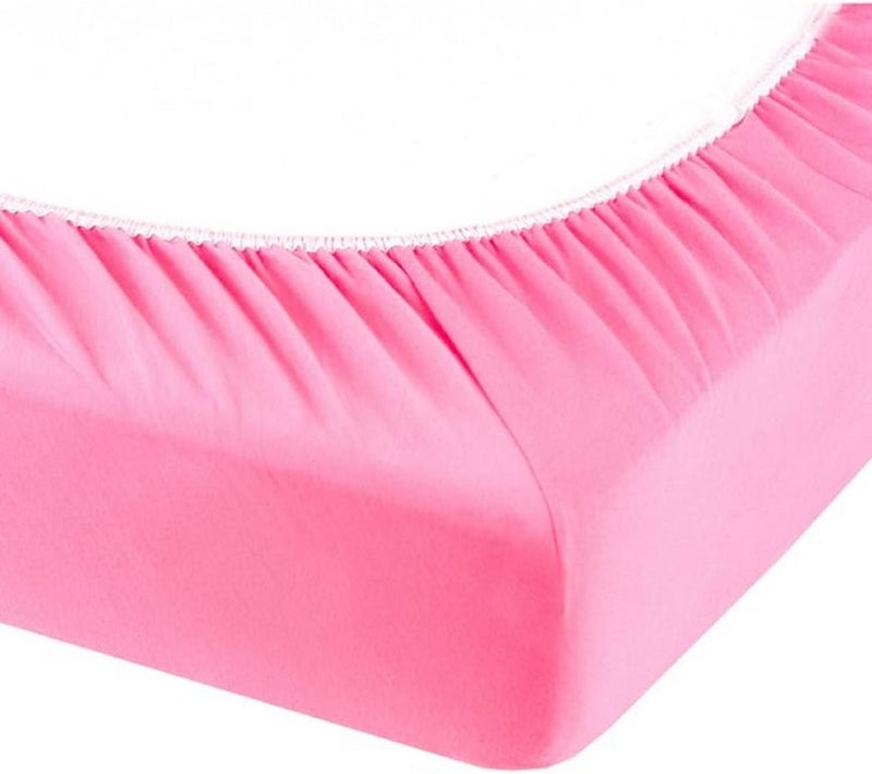 2 x Cot Fitted Sheets 120x60cm - 100% Cotton, Soft breathable baby cot sheets (Pink) - Image 3