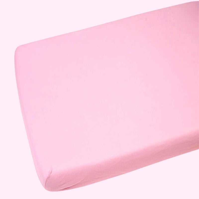 2 x Cot Fitted Sheets 120x60cm - 100% Cotton, Soft breathable baby cot sheets (Pink) - Image 1