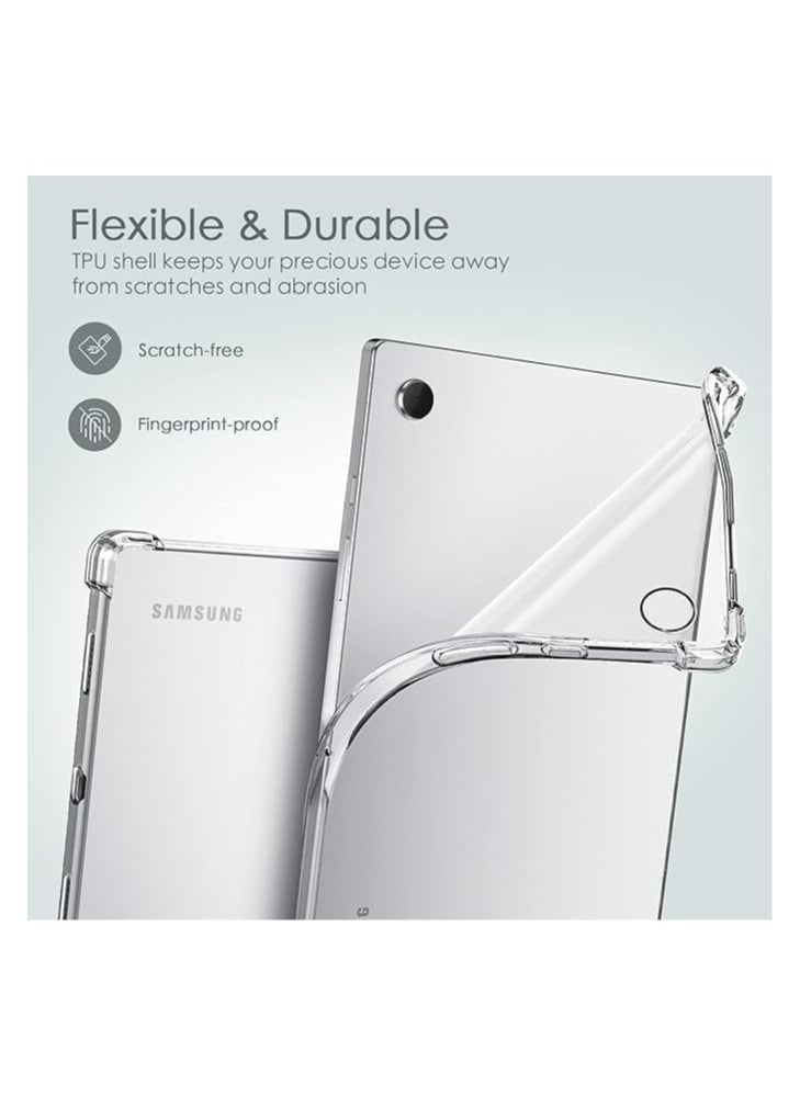 ماركة غير محددة - حافظة شفافة ELMO3EZZ لجهاز Galaxy Tab A8 2021(10.5 بوصة) -X200/ -X205/ -X207، غطاء خلفي شفاف مقاوم للصدمات وخفيف الوزن من مادة TPU لهاتف Samsung Galaxy Tab A8 - Image 1