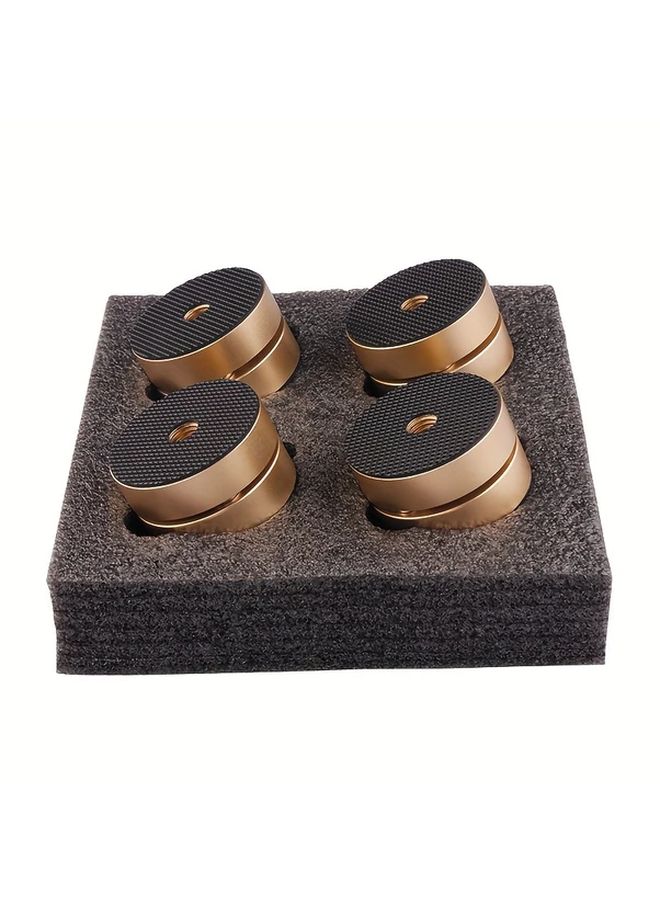 4 Pcs Golden Aluminum Alloy High Fidelity Audio Speakers Amplifiers DAC CD - Image 1