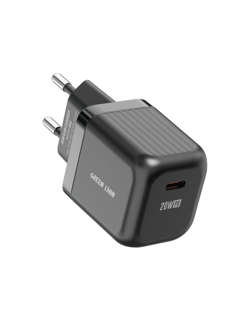 GREEN LION Ultra Compact GaN Wall Charger EU Pin USB-C PD 20W with Type-C to Type-C Cable/Charging Protection / Travel Friendly / Secure Charger for Home & Office - Black - Image 4