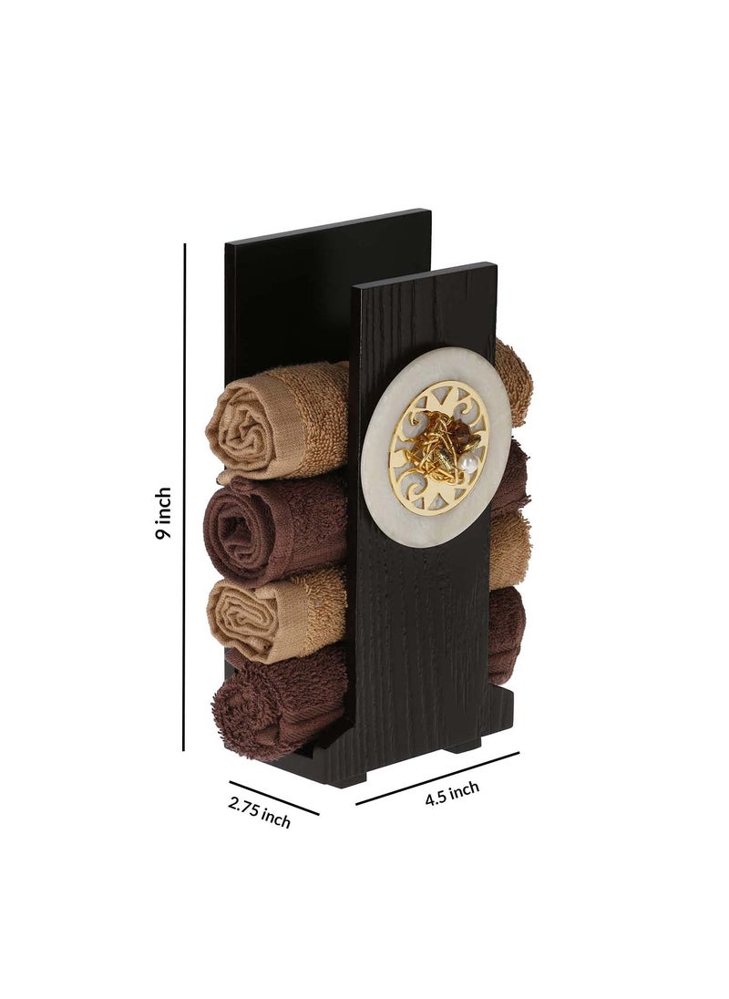 Cocktail - COCKTAIL Handcrafted Wooden Hand Towel Holder| Towel Stand For Bathroom| Napkin Holder For Washbasin| Towel Stand| Guests Towel Organizer Rack| Bathroom accessories |Towel Rack, Brown (Wh Resin) - Image 1