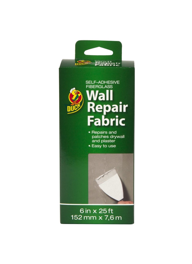 Duck Duck Brand Self-Adhesive Drywall Repair Fabric, 6-Inch by 25 Feet, Single Roll, White (282084)  - Image 1