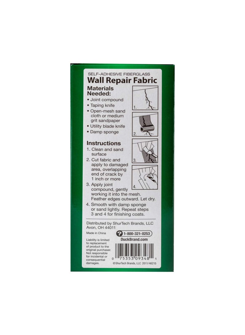 Duck Duck Brand Self-Adhesive Drywall Repair Fabric, 6-Inch by 25 Feet, Single Roll, White (282084)  - Image 3