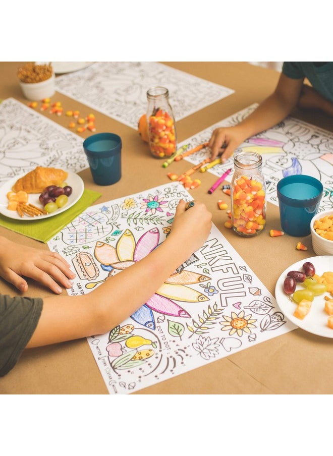 Tiny Expressions Fall Thanksgiving Placemats For Kids (Pack Of 12 Turkey Placemats) ; Coloring Activity Paper Table Mats For Children To Write Thankful List ; Disposable Bulk Bundle Set  - Image 5