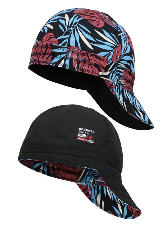 BOCOMAL 2 Pack Welding Cap Plaid Style CAT2 NFPA2112 Flame Resistant 6.5OZ Midweight Welder Hats 7 1/4 - Image 1